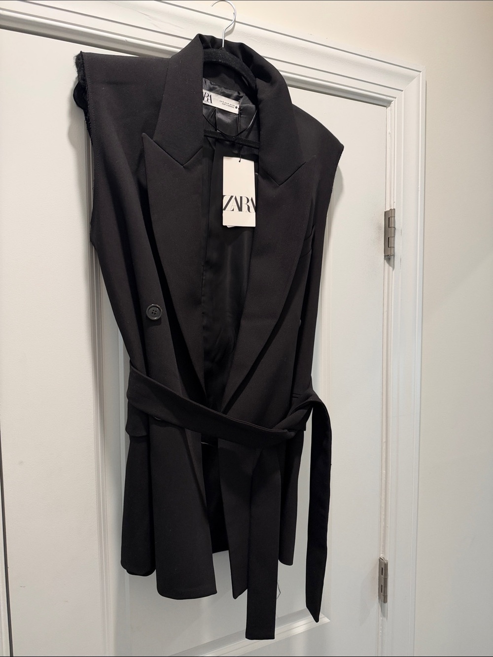 ZARA Black Sleeveless Belted Blazer Dress